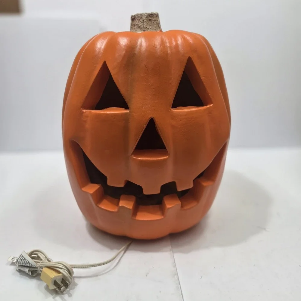 Vintage 1998 Paper Magic Group Jack O Lantern Blow Mold Light Up Pumpkin Lamp...